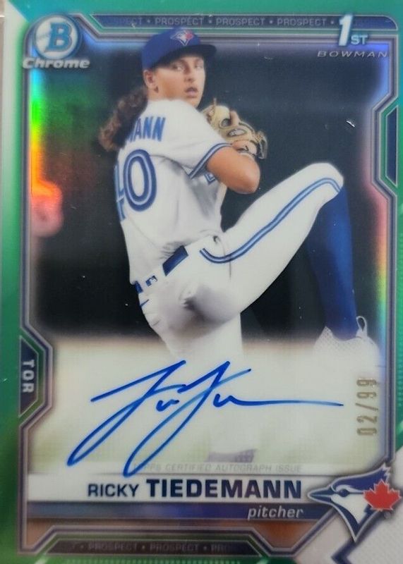 Ricky Tiedemann 2021 Bowman Draft #CDA-RTI Chrome DP Auto - Green Refractor /99 (1st) SGC 9.5