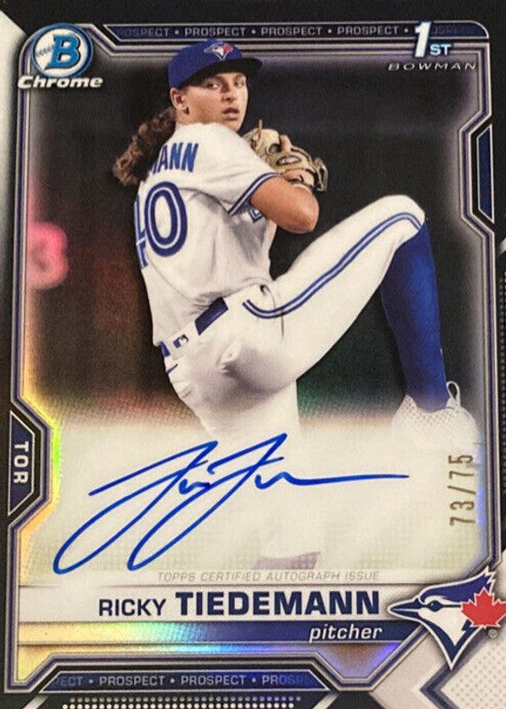 Ricky Tiedemann 2021 Bowman Draft #CDA-RTI Chrome DP Auto - Black Refractor /75 (1st) PSA 10