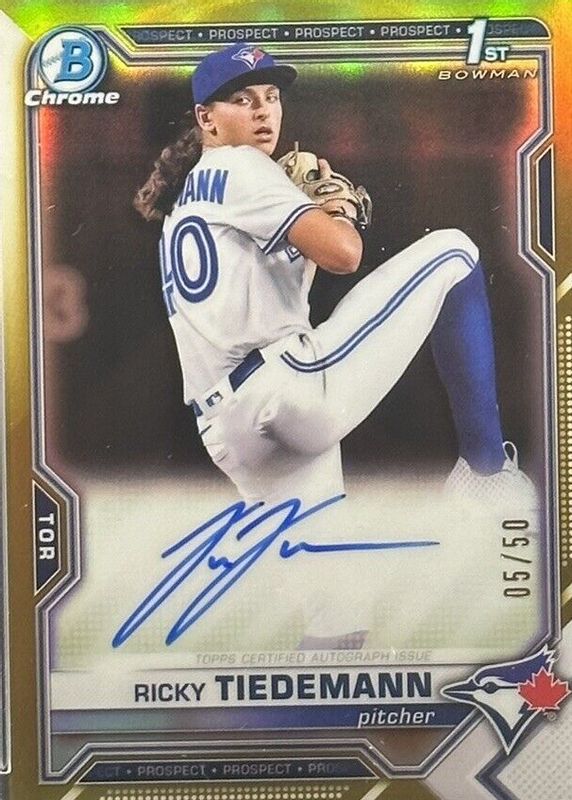 Ricky Tiedemann 2021 Bowman Draft #CDA-RTI Chrome DP Auto - Gold Refractor /50 (1st) RAW