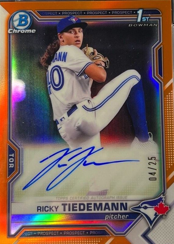 Ricky Tiedemann 2021 Bowman Draft #CDA-RTI Chrome DP Auto - Orange Refractor /25 (1st) SGC 9.5