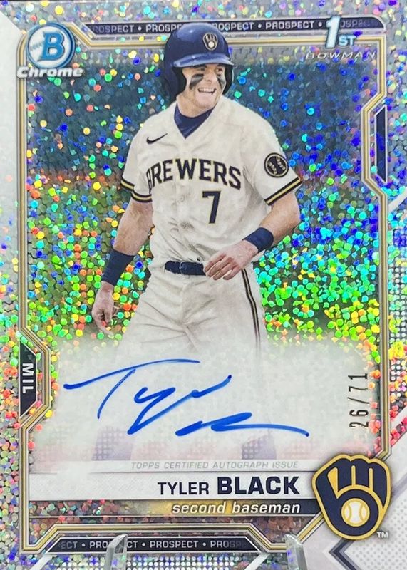 Tyler Black 2021 Bowman Draft #CDA-TB Chrome DP Auto - Sparkle Refractor /71 (1st) RAW