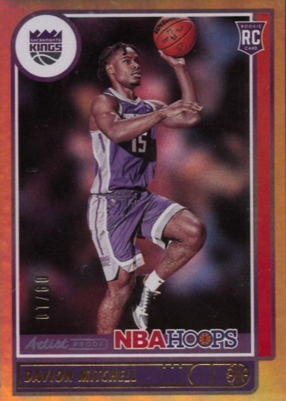 Davion Mitchell 2021 Hoops #228 Artist Proof Gold /10 Rookie RAW