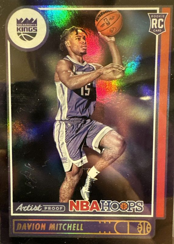 Davion Mitchell 2021 Hoops #228 Artist Proof Black /1 Rookie RAW