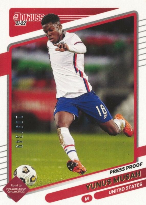 Yunus Musah 2021 Donruss #161 Press Proof Gold /349 RAW