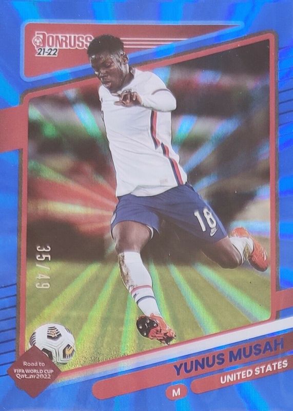 Yunus Musah 2021 Donruss #161 Holo Blue Laser /49 RAW