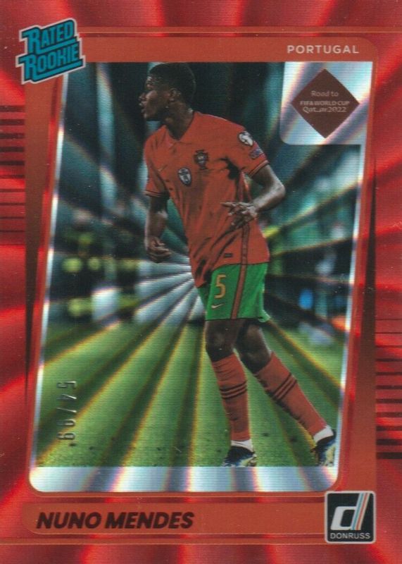 Nuno Mendes 2021 Donruss #192 Holo Red Laser /99 Rookie RAW