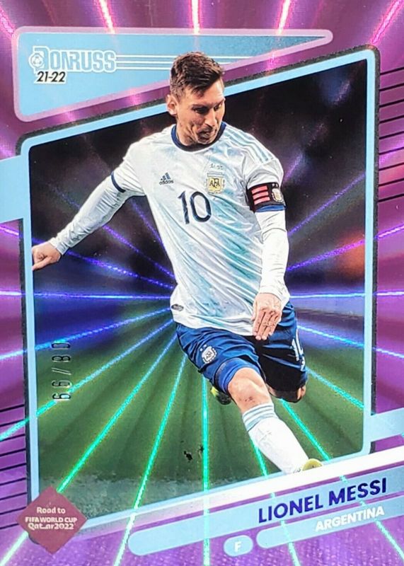 Lionel Messi 2021 Donruss #1 Holo Purple Laser /99 PSA 10