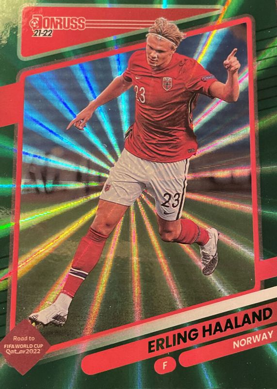 Erling Haaland 2021 Donruss #100 Holo Green Laser PSA 10