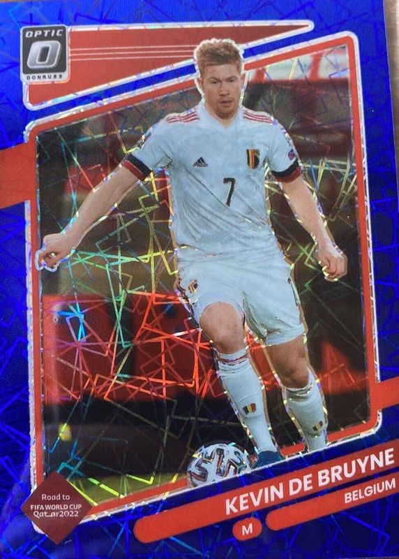 Kevin De Bruyne 2021 Donruss #11 Optic - Blue Velocity RAW