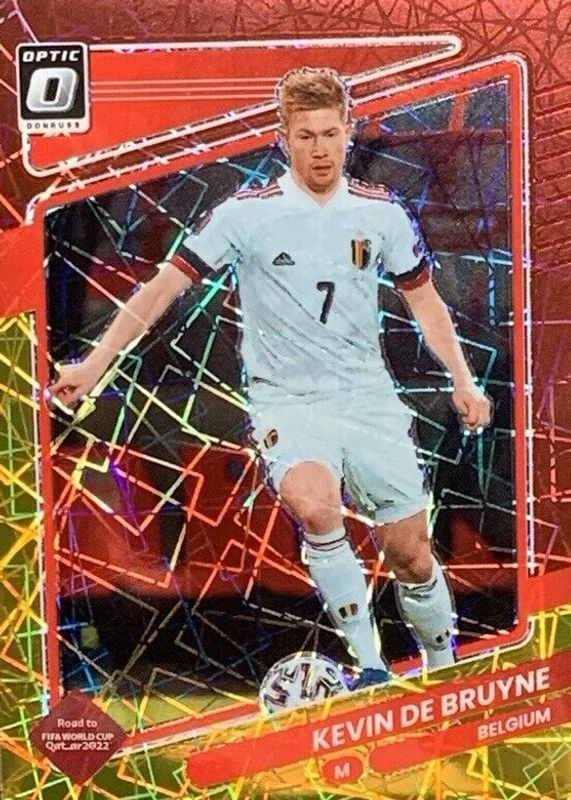 Kevin De Bruyne 2021 Donruss #11 Optic - Red & Gold Velocity /8 RAW