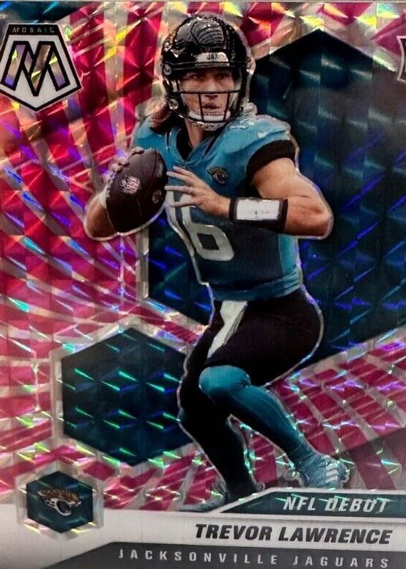 Trevor Lawrence 2021 Mosaic #241 NFL Debut - FOTL Pink Swirl /11 Rookie RAW