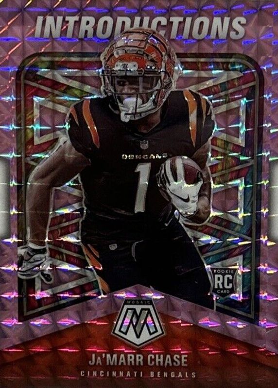 Ja'Marr Chase 2021 Mosaic #I-7 Introductions - Purple /49 Rookie SGC 9