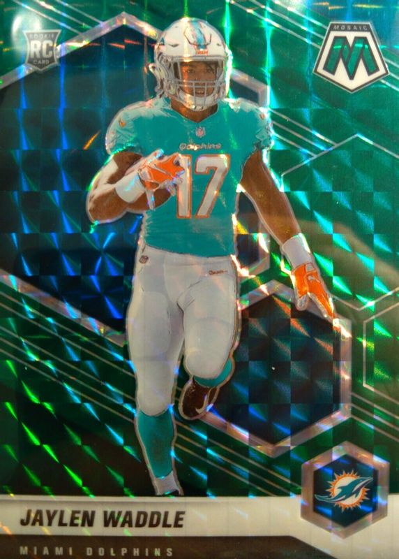 Jaylen Waddle 2021 Mosaic #308 Green Rookie RAW