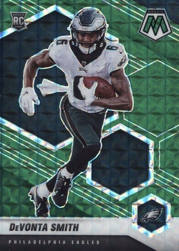 DeVonta Smith 2021 Mosaic #305 Green Rookie RAW