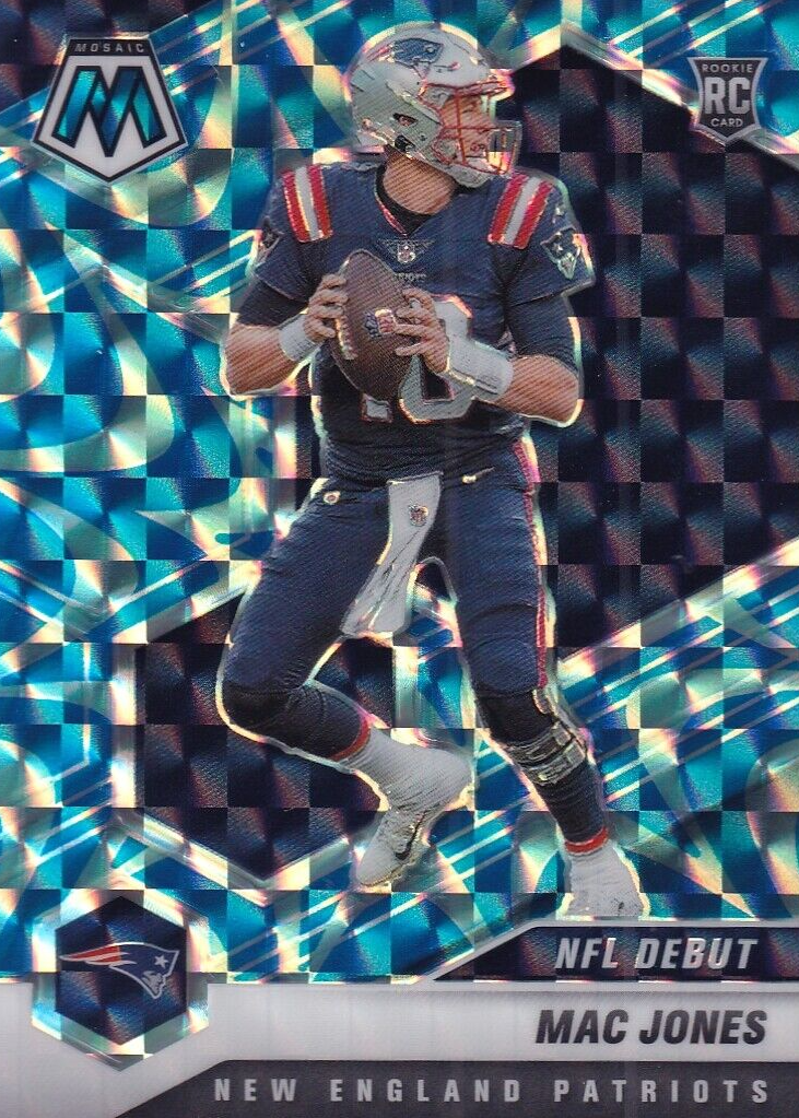 Mac Jones 2021 Mosaic #245 NFL Debut - Reactive Blue Price Guide
