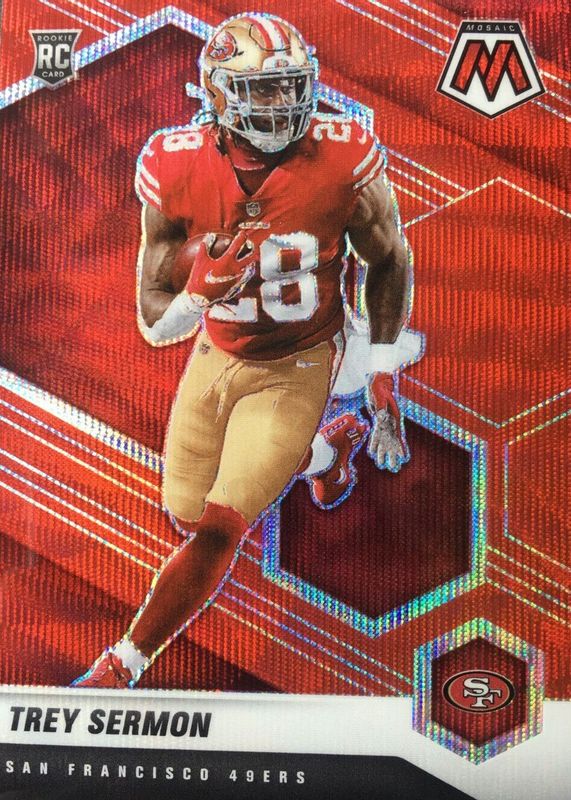 Trey Sermon 2021 Mosaic #324 Red Wave /9 Rookie SGC 10