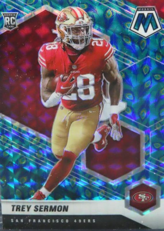 Trey Sermon 2021 Mosaic #324 Choice Peacock /(SSP) Rookie RAW