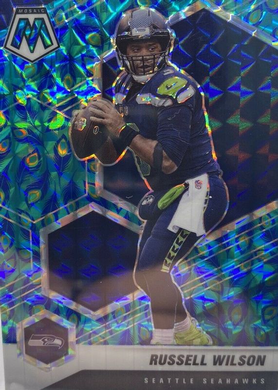 Russell Wilson 2021 Mosaic #179 Choice Peacock /(SSP) PSA 9