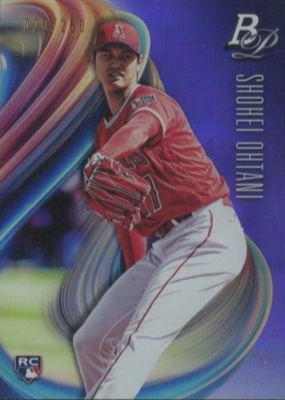 Shohei Ohtani 2018 Bowman Platinum #34 Purple /250 (With Glove) Rookie RAW