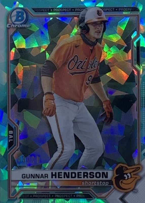 Gunnar Henderson 2021 Bowman Draft Sapphire Edition #BDC-175 Chrome - Aqua /20 RAW