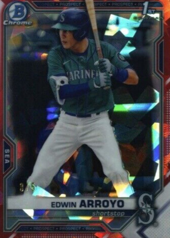 Edwin Arroyo 2021 Bowman Draft Sapphire Edition #BDC-74 Chrome - Red /5 (1st) PSA 10