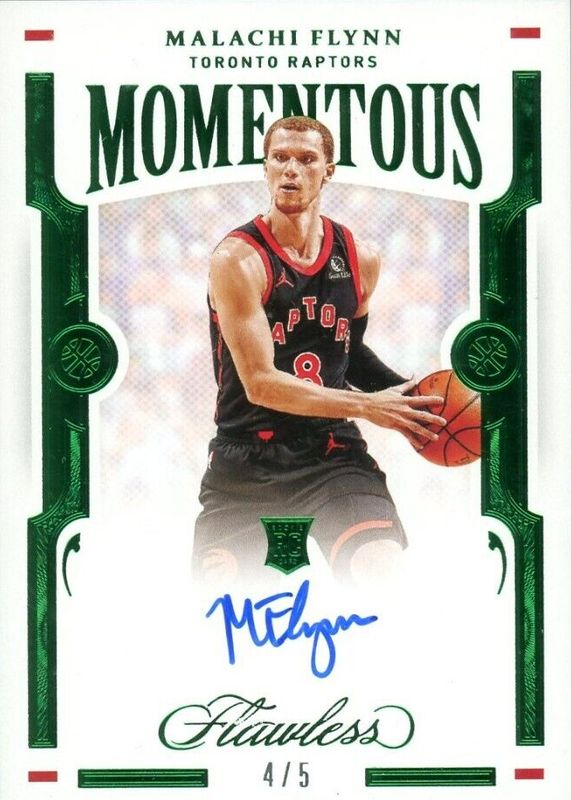 Malachi Flynn 2020 Flawless #MOM-MAL Momentous Autographs - Emerald /5 Rookie RAW