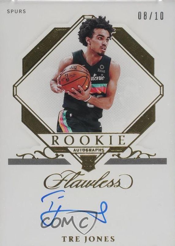 Tre Jones 2020 Flawless #FRA-TRE Rookie Autographs - Gold /10 Rookie PSA 9