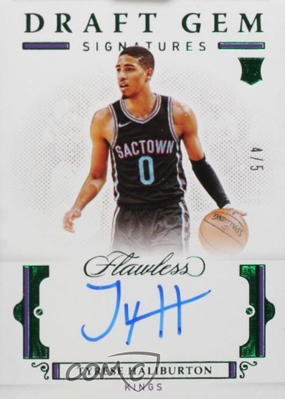 Tyrese Haliburton 2020 Flawless #DG-TRH Draft Gem Signatures - Emerald /5 Rookie PSA 10