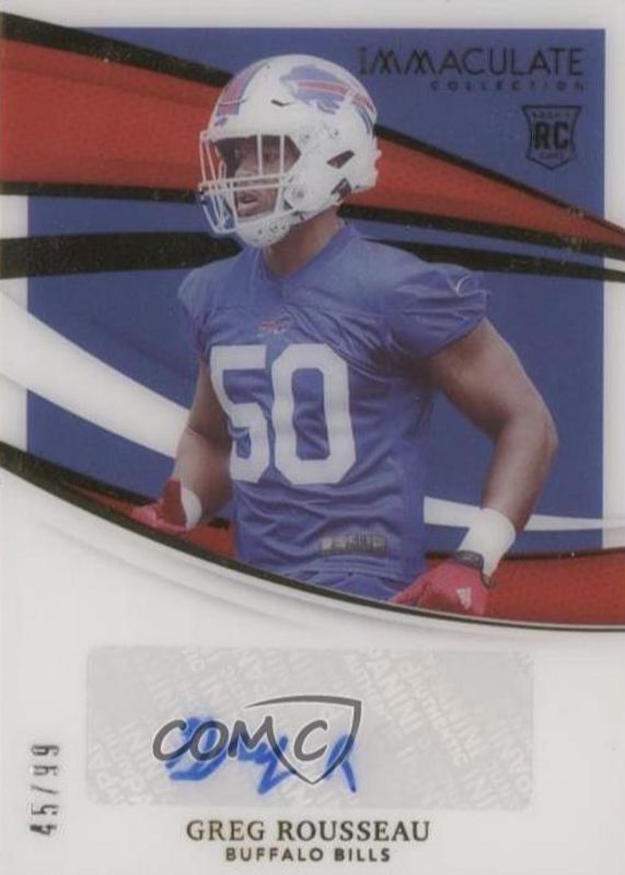Greg Rousseau 2021 Immaculate #154 Rookie Autographs /99 RAW
