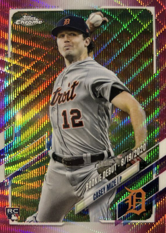 Casey Mize 2021 Topps Chrome Update #USC73 Rookie Debut - Pink Wave Refractor Rookie RAW