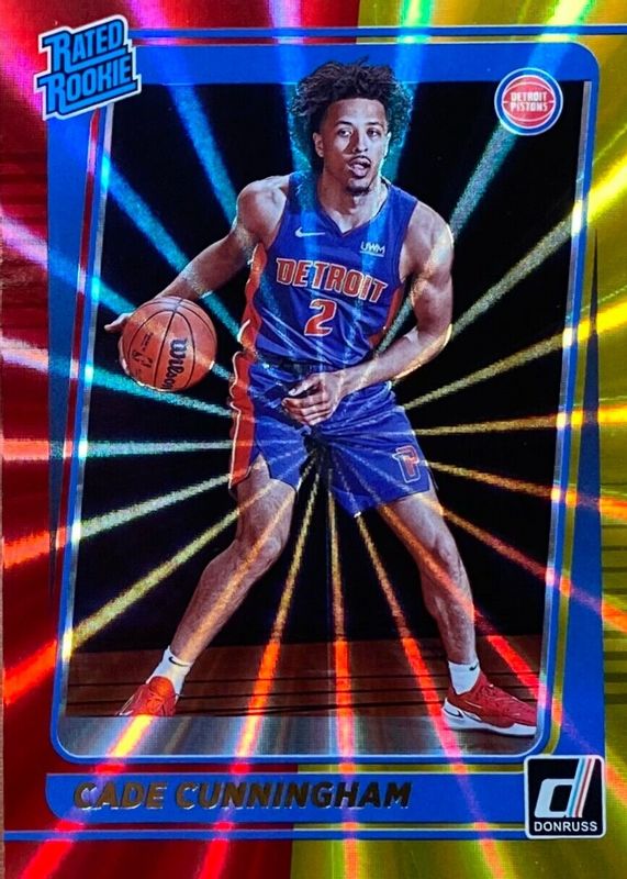 Cade Cunningham 2021 Donruss #211 Red & Gold Laser Rookie SGC 9.5