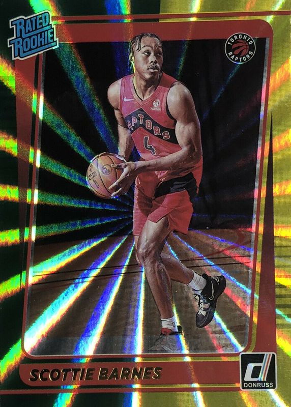 Scottie Barnes 2021 Donruss #236 Green Laser Rookie SGC 10