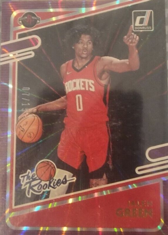 Jalen Green 2021 Donruss #2 The Rookies - Purple Laser /15 Rookie PSA 10