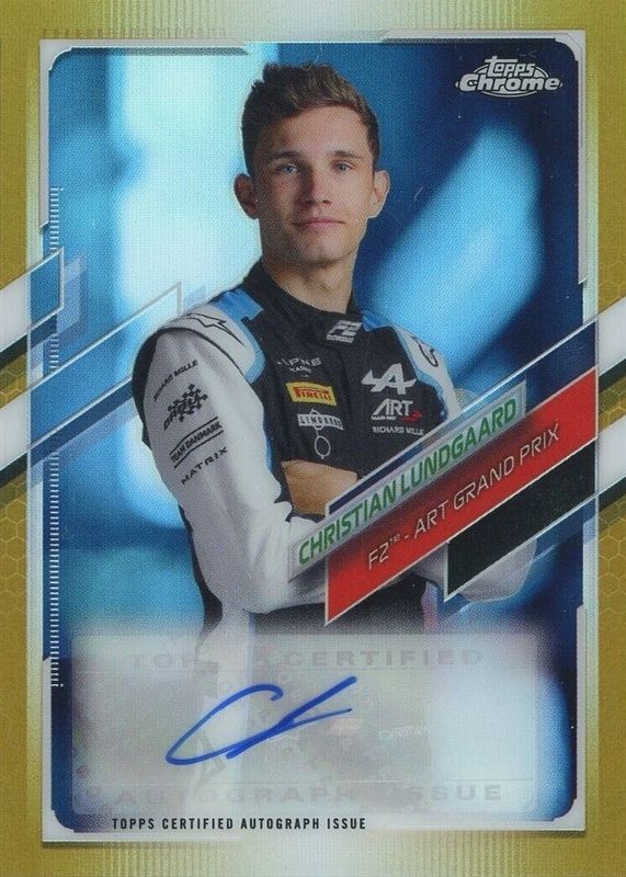 Christian Lundgaard 2021 Topps Chrome Formula 1 #CA-CLU Autographs - Gold Refractor /50 RAW