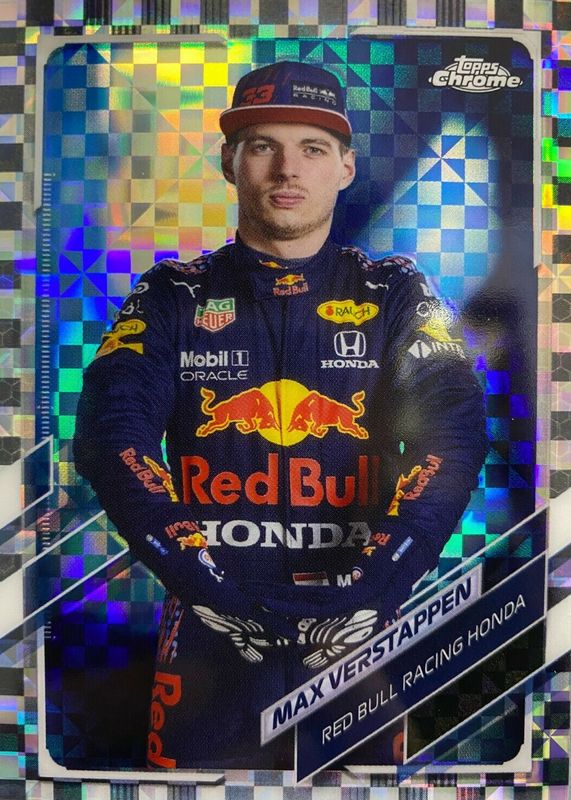 Max Verstappen 2021 Topps Chrome Formula 1 #3 Checker Flag Refractor PSA 9