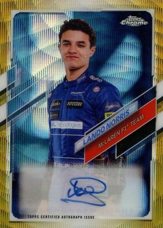 Lando Norris 2021 Topps Chrome Formula 1 #CA-LN Autographs - Gold Wave Refractor /50 PSA 10