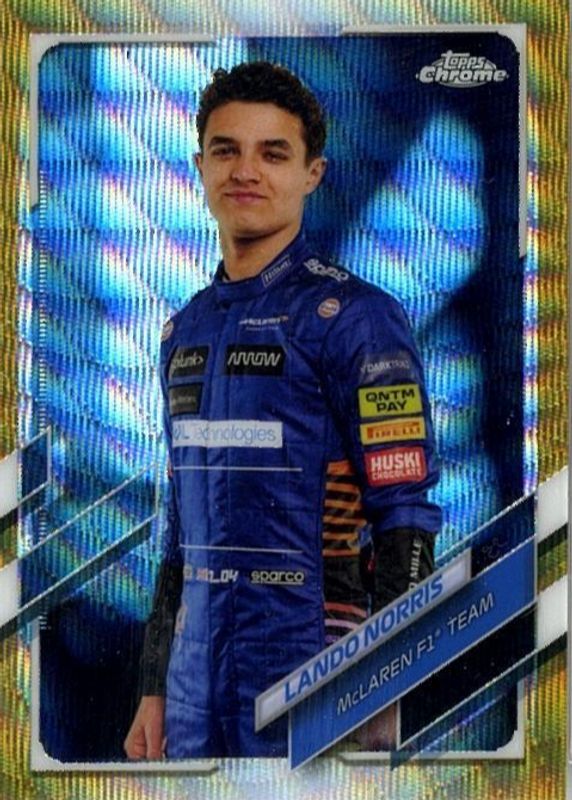 Lando Norris 2021 Topps Chrome Formula 1 #6 Gold Wave Refractor /50 RAW