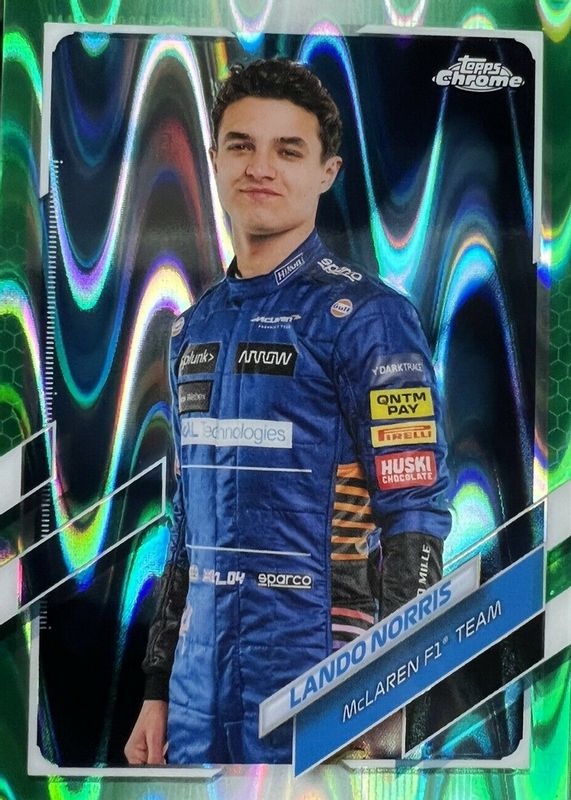 Lando Norris 2021 Topps Chrome Formula 1 #6 Green RayWave Refractor /99 PSA 10