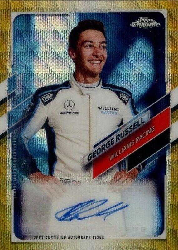 George Russell 2021 Topps Chrome Formula 1 #CA-GR Autographs - Gold Wave Refractor /50 PSA 10