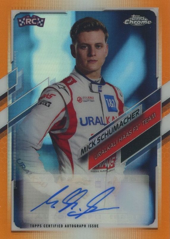 Mick Schumacher 2021 Topps Chrome Formula 1 #CA-MS Autographs - Orange Refractor /25 Rookie PSA 10