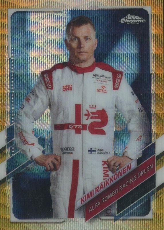 Kimi Raikkonen 2021 Topps Chrome Formula 1 #15 Gold Wave Refractor /50 PSA 10