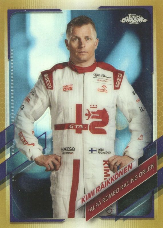 Kimi Raikkonen 2021 Topps Chrome Formula 1 #15 Gold & Purple Refractor RAW