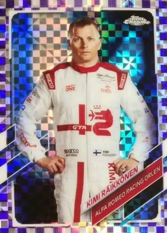 Kimi Raikkonen 2021 Topps Chrome Formula 1 #15 Purple Checker Flag Refractor /199 BGS 9.5