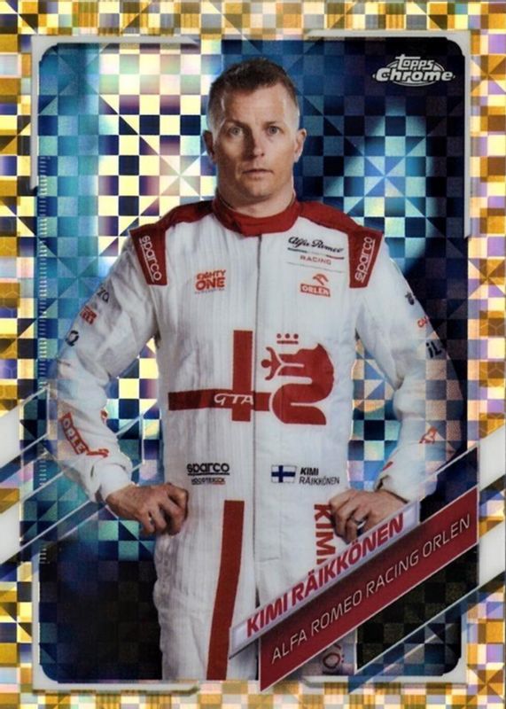 Kimi Raikkonen 2021 Topps Chrome Formula 1 #15 Gold Checker Flag Refractor /50 PSA 10