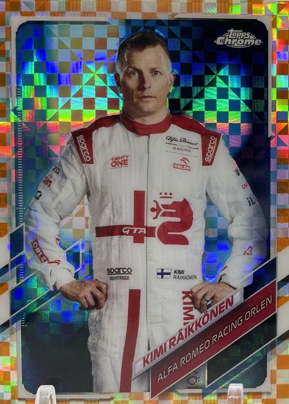 Kimi Raikkonen 2021 Topps Chrome Formula 1 #15 Orange Checker Flag Refractor /25 PSA 10