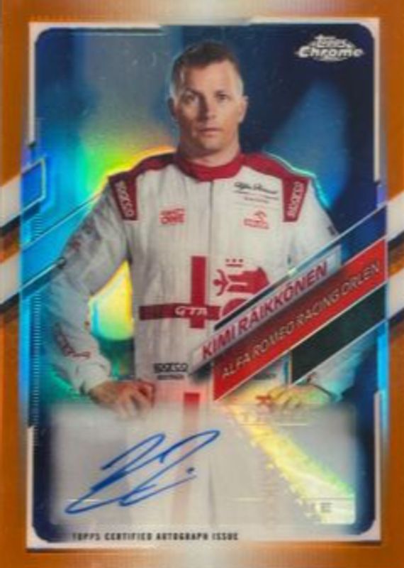 Kimi Raikkonen 2021 Topps Chrome Formula 1 #CA-KR Autographs - Orange Refractor /25 PSA 10