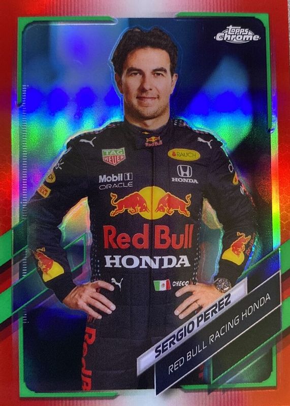 Sergio Perez 2021 Topps Chrome Formula 1 #4 Red & Green Refractor SGC 10