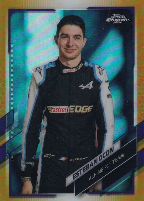 Esteban Ocon 2021 Topps Chrome Formula 1 #10 Gold & Purple Refractor RAW