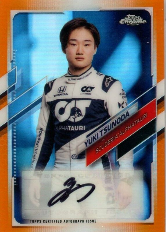 Yuki Tsunoda 2021 Topps Chrome Formula 1 #CA-YT Autographs - Orange Refractor /25 Rookie SGC 10