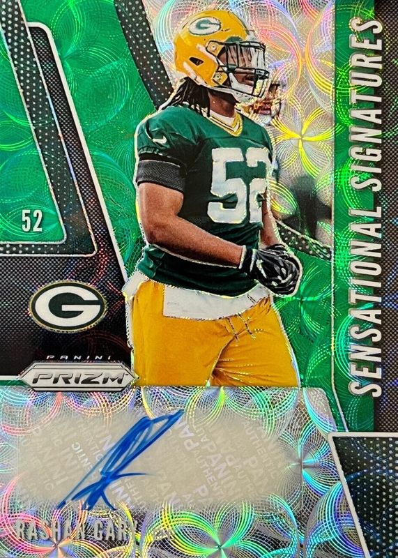 Rashan Gary 2019 Prizm #SE-RAG Sensational Signatures - Green Scope (/75) Rookie RAW